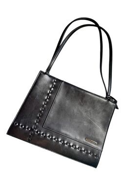 Y2K GUESS Black Shoulder Bag Minimalist Stitch Detail Vintage